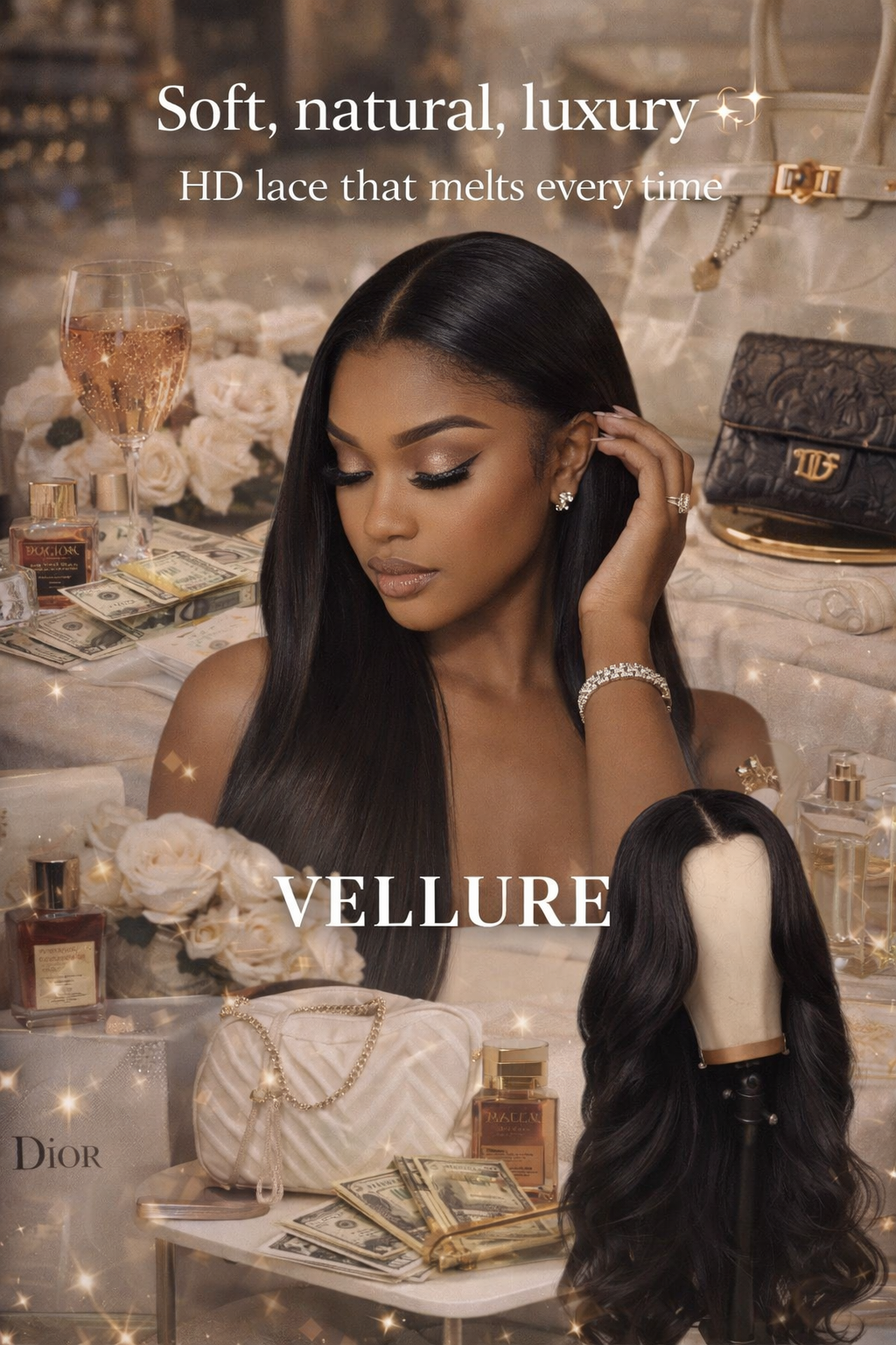 Vellure Sleek Straight HD Lace Wig | Natural Jet Black | 200–250% Density