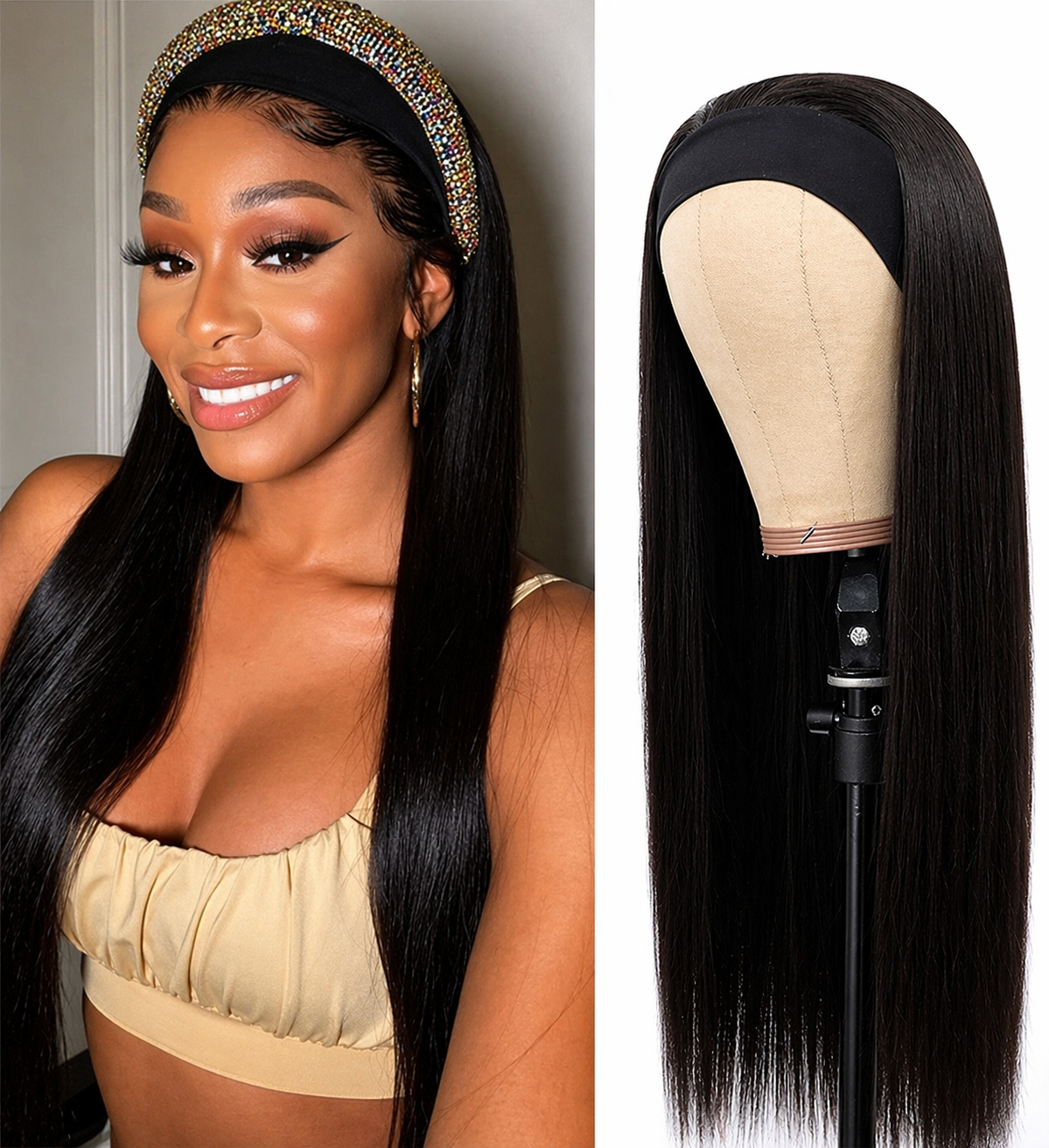 Vellure Straight Headband Wig | Natural Black | Glueless & Beginner Friendly